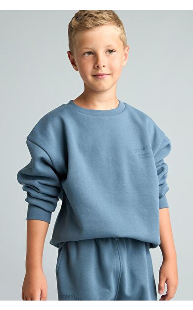 DeFacto Bisiklet Yaka Efekt Nakışlı Sweatshirt Erkek Çocuk
