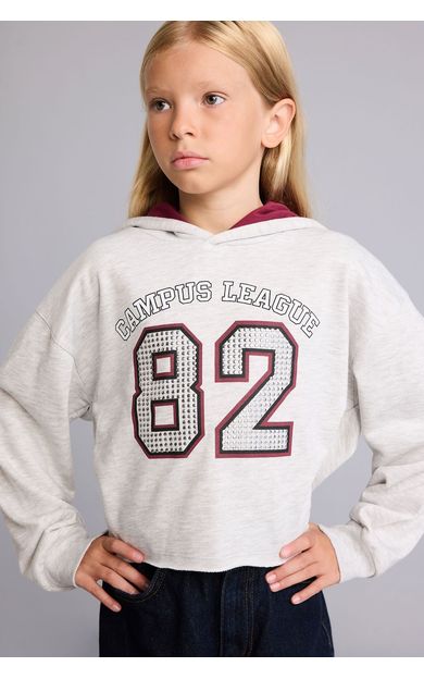 DeFacto Relax Fıt Kapüşonlu Slogan Baskılı Sweatshirt Kumaşı Sweatshirt Kız Çocuk