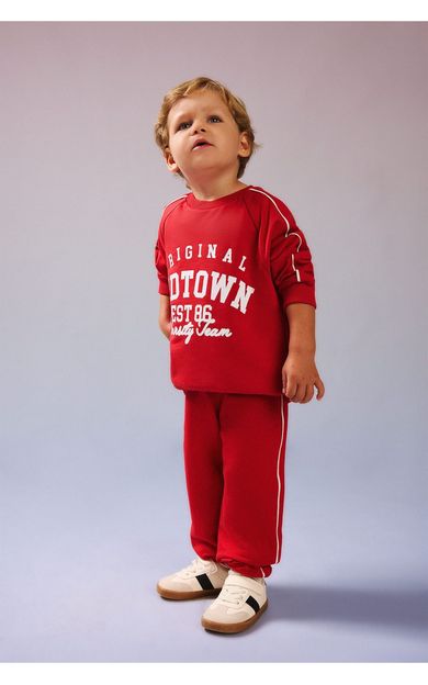 DeFacto Slogan Baskılı Sweatshirt Eşofman Altı 2'li Takım Erkek Bebek