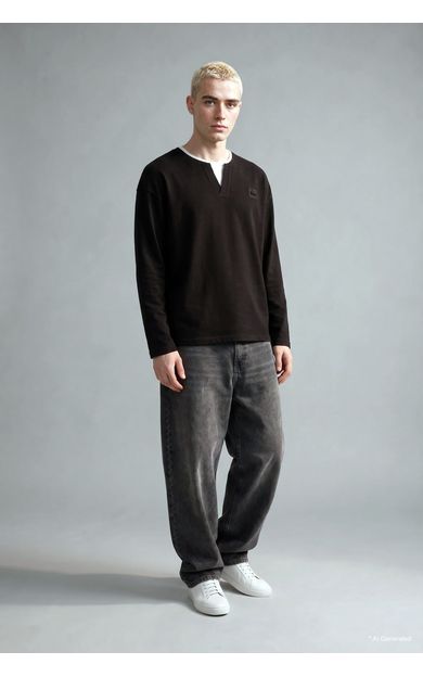 DeFacto Boxy Fıt Bisiklet Yaka Baskılı Sweatshirt