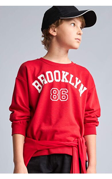 DeFacto Regular Fıt Bisiklet Yaka Kolej Baskılı Sweatshirt Erkek Çocuk