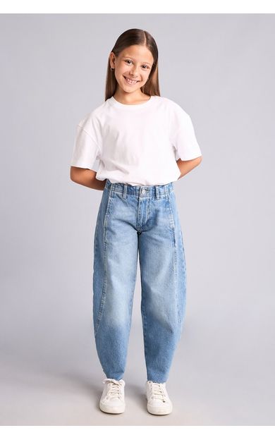 DeFacto Barrel Fit Yuvarlak Hatlı Barrel Jean Pantolon Kız Çocuk