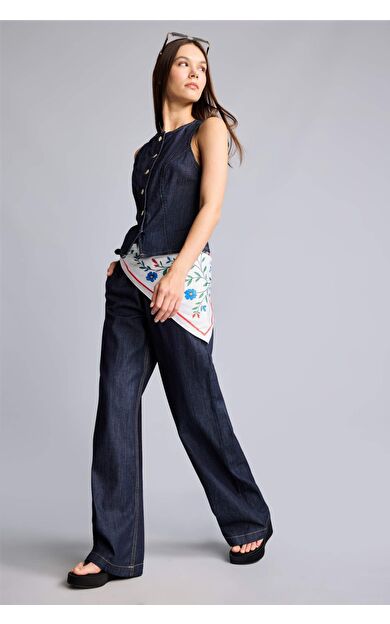 DeFacto Wide Leg Cepli İndigo Jean Pantolon