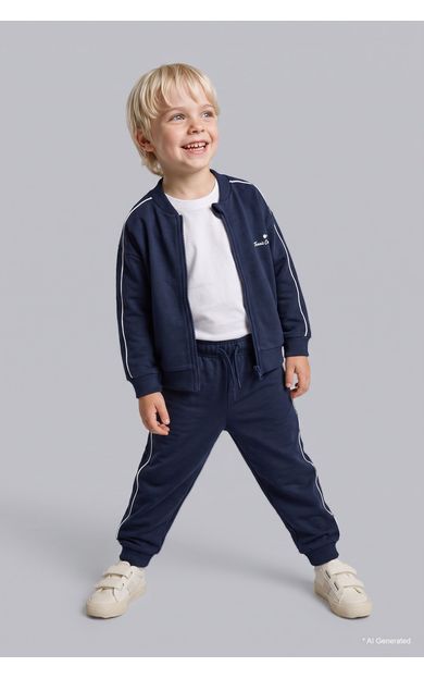 DeFacto 2'li Takım Baskılı Fermuarlı Sweatshirt Eşofman Altı Erkek Bebek