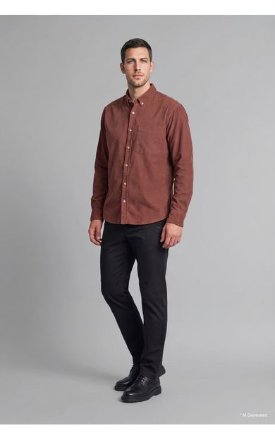DeFacto Regular Fit Polo Yaka Cepli Fitilli Kadife Uzun Kollu Gömlek