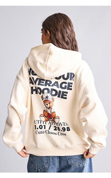DeFacto Oversıze Kapüşonlu Sırt Baskılı Kalın Kumaş Sweatshirt