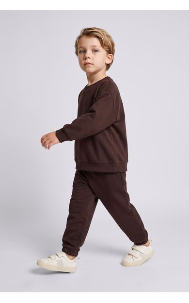 DeFacto İnce Sweatshirt Kumaşı 2'li Takım Erkek Bebek Kahve