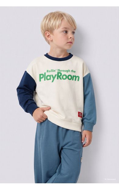 DeFacto Oversize Baskılı Renk Bloklu Erkek Bebek Sweatshirt