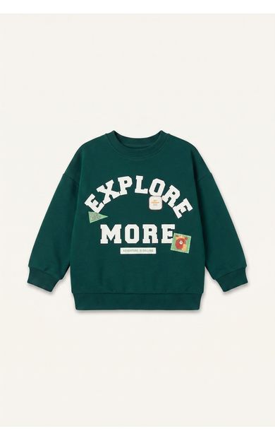 DeFacto Oversize Yazı Baskılı Arma Detaylı Sweatshirt Erkek Bebek