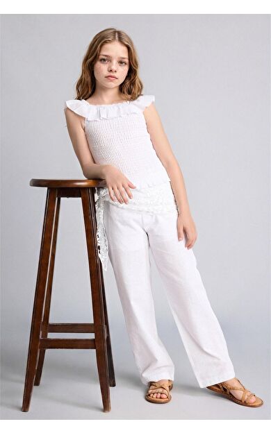 DeFacto Barrel Fıt Poplin Pantolon Kız Çocuk