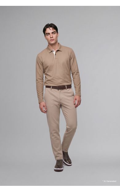 DeFacto Regular Fit Polo Yaka Uzun Kollu Basic Sweatshirt Kahve