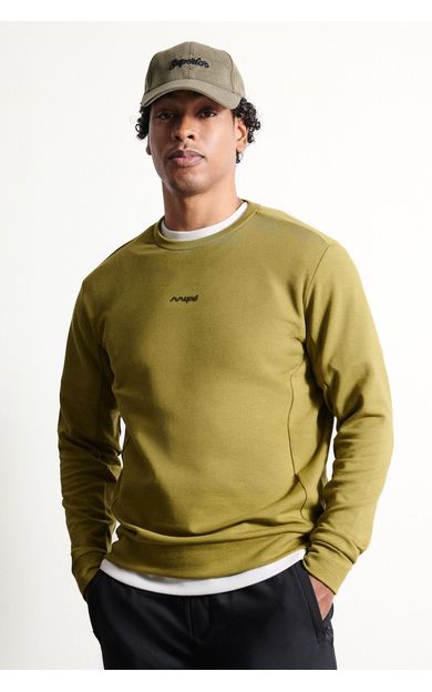 DeFacto Standart Fit Bisiklet Yaka Minimal Baskılı Detaylı Sweatshirt Haki I0569AX26WNKH255