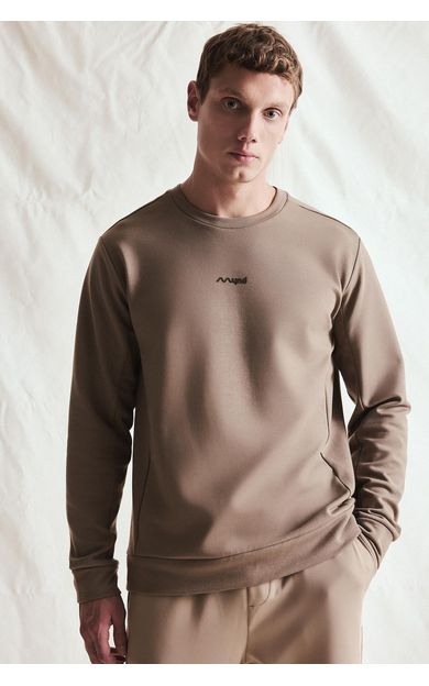 DeFacto Standart Fit Bisiklet Yaka Minimal Baskılı Detaylı Sweatshirt Haki I0569AX26WNKH536
