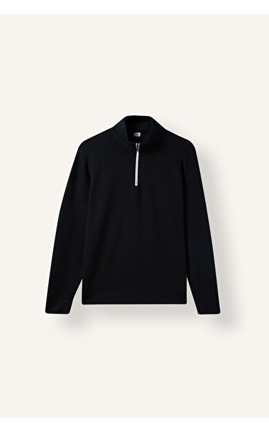 DeFacto Standart Fit Dik Yaka Yarım Fermuarlı Basic Sweatshirt