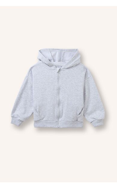 DeFacto Kapüşonlu Cepli Fermuarlı Sweatshirt Hırka Kız Bebek