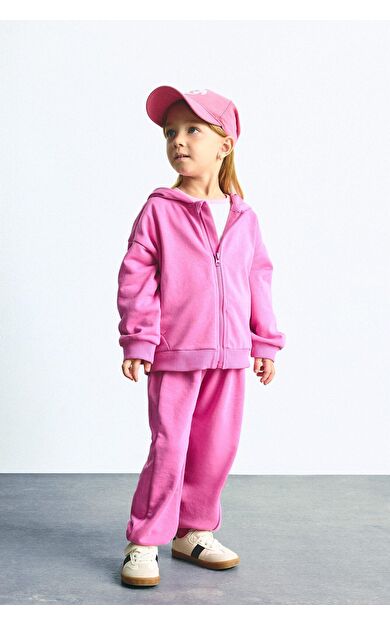 DeFacto Regular Fit Kalın Sweatshirt Kumaşı Ayıcık Armalı Pantolon Kız Bebek