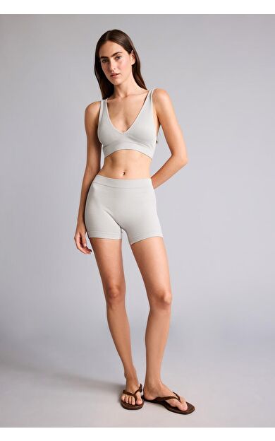 DeFacto Lastikli Bel Gri Seamless Fitilli Boxer