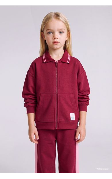 DeFacto Polo Yaka Cepli Kalın Sweatshirt Hırka Kız Bebek