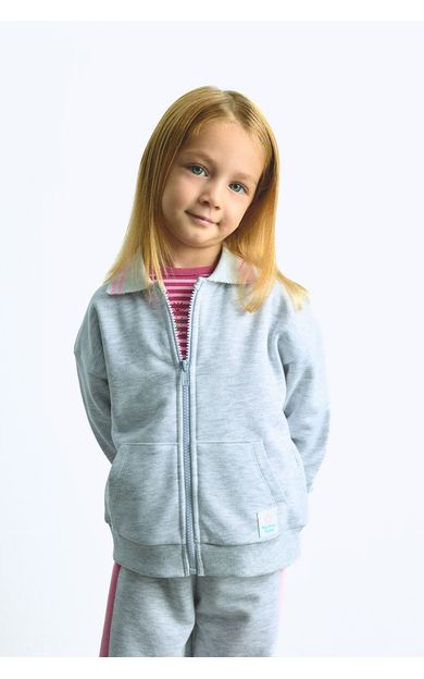 DeFacto Gömlek Yaka Fermuarlı Basic Sweatshirt Hırka Kız Çocuk