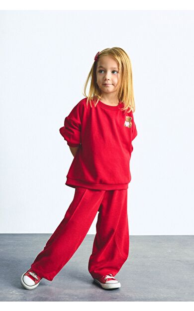 DeFacto Beli Lastikli Ön Dikiş Detaylı Regular Fit Kalın Sweatshirt Kumaşı Kız Bebek Pantolon