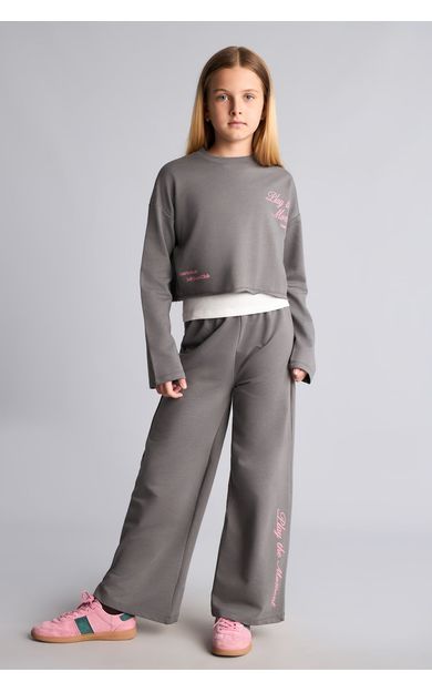 DeFacto Sweatshirt İç Atlet Üst Esnek Belli Eşofman Alt 3'lü Takım Kız Çocuk