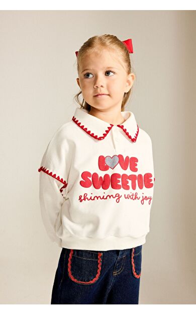 DeFacto Polo Yaka Kalın Sweatshirt Kumaşı Sweatshirt Kız Bebek