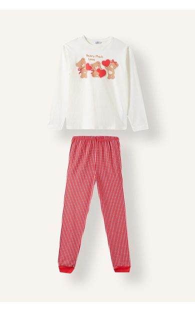 DeFacto Regular Fıt 2'li Pijama Takımı Kız Çocuk Ekru I1008A826WNER105