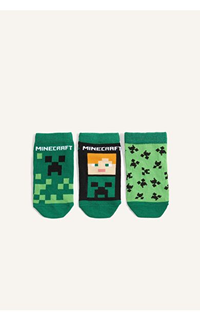 DeFacto Minecraft 3'lü Pamuklu Patik Çorap Erkek Çocuk