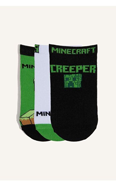 DeFacto Minecraft 3'lü Pamuklu Patik Çorap Erkek Çocuk