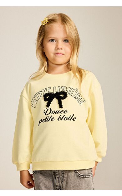 DeFacto Bisiklet Yaka Açık Sarı Sweatshirt Kız Bebek