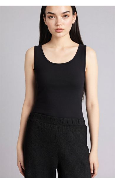 DeFacto Slim Fit Basic Yuvarlak Yaka Atlet Siyah