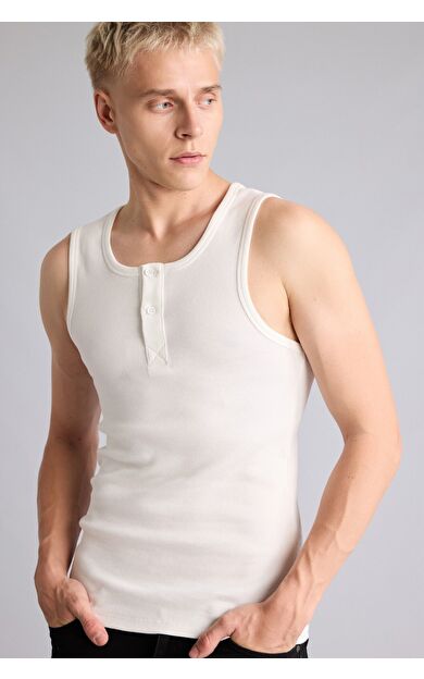 DeFacto Regular Fit Ribana Düğmeli Atlet