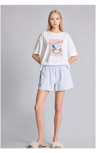 DeFacto Oversıze Şortlu Kısa Kollu 2'li Poplin Pijama Takımı
