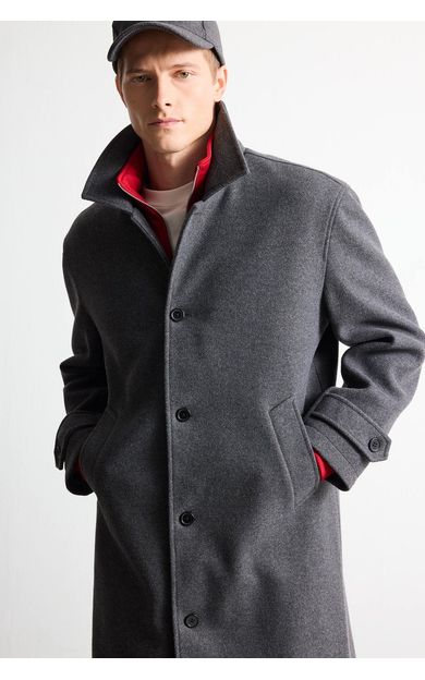 DeFacto Regular Fit Kapüşonlu Düğmeli Kaşe Parka