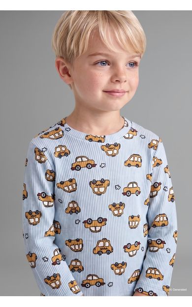 DeFacto Araba Desenli Fitilli Kaşkorse 2'li Pijama Takımı Erkek Bebek