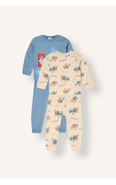 DeFacto 2'li Pijama Takımı Erkek Bebek Mavi