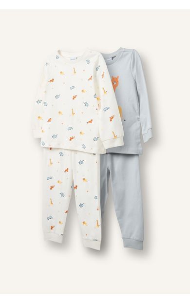 DeFacto Hayvan Desenli Uzun Kollu Üst Lastikli Paça 4'lü Pijama Takımı Erkek Bebek