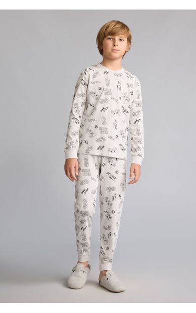DeFacto Regular Fit Uzun Kollu Üst Lastikli Paça Alt Baskılı 2'li Pijama Takımı Erkek Çocuk