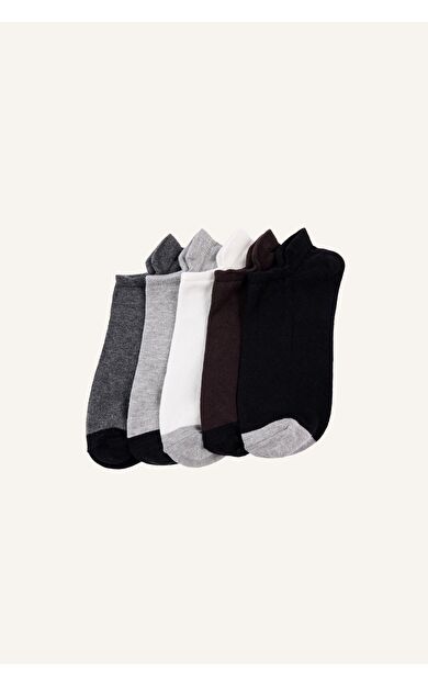 DeFacto Erkek Baskılı 5'li Pamuklu Sneaker Çorap