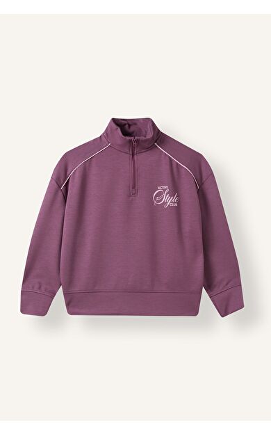 DeFacto Oversıze Yarım Fermuarlı Modal Sweatshirt Kız Çocuk
