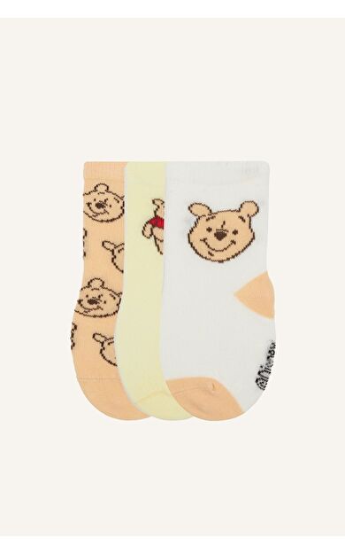 DeFacto Disney Winnie The Pooh Desenli Dikişsiz 3'lü Pamuklu Çorap Kız Bebek