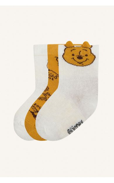 DeFacto Disney Winnie The Pooh Kulak Detaylı Dikişsiz 3'lü Pamuklu Çorap Kız Bebek