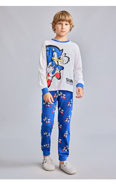 DeFacto Sonıc the Hedgehog Baskılı Uzun Kollu Regular Fit 2'li Pijama Takımı Erkek Çocuk