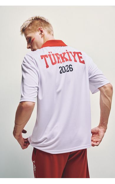 DeFacto Boxy Fıt Polo Yaka Baskılı Kısa Kollu Polo Tişört Beyaz