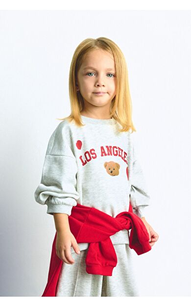 DeFacto Regular Fit Bisiklet Yaka Baskılı Kalın Sweatshirt Kız Bebek