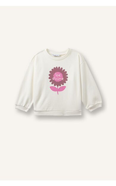 DeFacto Regular Fıt Bisiklet Yaka Kalın Sweatshirt Kumaşı Sweatshirt Kız Bebek
