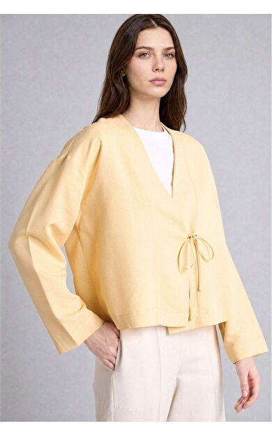 DeFacto Regular Fıt Keten Karışımlı Kimono