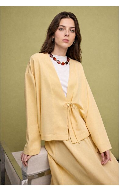 DeFacto Regular Fıt Keten Karışımlı Kimono