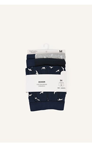 DeFacto Regular Fıt Desenli Beli Lastikli 3'lü Boxer