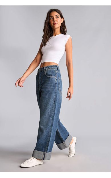 DeFacto Baggy Fıt Yüksek Bel Katlamalı Paça Jean Pantolon